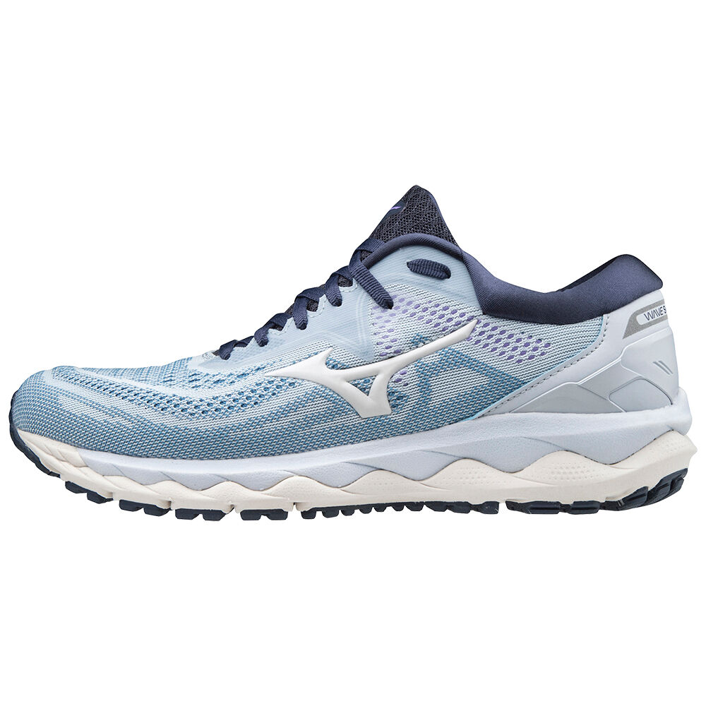 Sapatilhas Running Mizuno Wave Sky 4 - Mulher - Branco/Azul Anil - VLBQJ8170